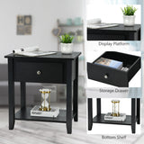 NNECW Bedside Tables with Drawer and Storing Shelf for Bedroom/Living Room/Bathroom/Office-Black-2 pieces