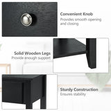 NNECW Bedside Tables with Drawer and Storing Shelf for Bedroom/Living Room/Bathroom/Office-Black-2 pieces