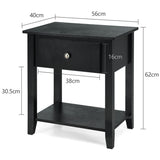 NNECW Bedside Tables with Drawer and Storing Shelf for Bedroom/Living Room/Bathroom/Office-Black-1 piece