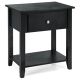 NNECW Bedside Tables with Drawer and Storing Shelf for Bedroom/Living Room/Bathroom/Office-Black-1 piece