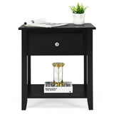 NNECW Bedside Tables with Drawer and Storing Shelf for Bedroom/Living Room/Bathroom/Office-Black-2 pieces