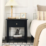 NNECW Bedside Tables with Drawer and Storing Shelf for Bedroom/Living Room/Bathroom/Office-Black-2 pieces