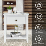 NNECW Bedside Tables with Drawer and Storing Shelf for Bedroom/Living Room/Bathroom/Office-White-2 pieces