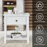 NNECW Bedside Tables with Drawer and Storing Shelf for Bedroom/Living Room/Bathroom/Office-White-1 piece