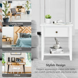 NNECW Bedside Tables with Drawer and Storing Shelf for Bedroom/Living Room/Bathroom/Office-White-1 piece