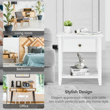 NNECW Bedside Tables with Drawer and Storing Shelf for Bedroom/Living Room/Bathroom/Office-White-2 pieces