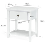 NNECW Bedside Tables with Drawer and Storing Shelf for Bedroom/Living Room/Bathroom/Office-White-2 pieces