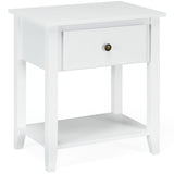 NNECW Bedside Tables with Drawer and Storing Shelf for Bedroom/Living Room/Bathroom/Office-White-1 piece