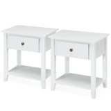 NNECW Bedside Tables with Drawer and Storing Shelf for Bedroom/Living Room/Bathroom/Office-White-2 pieces