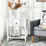 NNECW Bedside Tables with Drawer and Storing Shelf for Bedroom/Living Room/Bathroom/Office-White-2 pieces