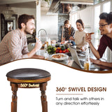 NNECW 2 Pieces Swivel Bar Stool with PU Leather Seat-M