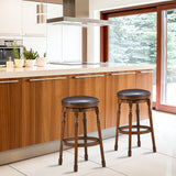 NNECW 2 Pieces Swivel Bar Stool with PU Leather Seat-L