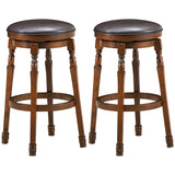 NNECW 2 Pieces Swivel Bar Stool with PU Leather Seat-L