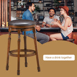 NNECW 2 Pieces Swivel Bar Stool with PU Leather Seat-L