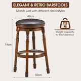 NNECW 2 Pieces Swivel Bar Stool with PU Leather Seat-L