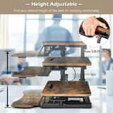 NNECW Height Adjustable Stand Up Desk Riser with Large Keyboard Tray and Tablet Holder