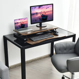 NNECW Height Adjustable Stand Up Desk Riser with Large Keyboard Tray and Tablet Holder