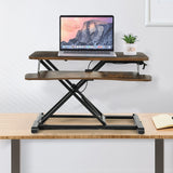 NNECW Height Adjustable Stand Up Desk Riser with Large Keyboard Tray and Tablet Holder