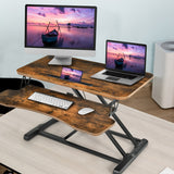 NNECW Height Adjustable Stand Up Desk Riser with Large Keyboard Tray and Tablet Holder