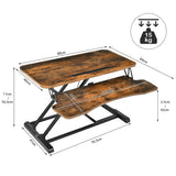 NNECW Height Adjustable Stand Up Desk Riser with Large Keyboard Tray and Tablet Holder