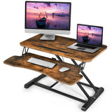 NNECW Height Adjustable Stand Up Desk Riser with Large Keyboard Tray and Tablet Holder