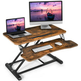 NNECW Height Adjustable Stand Up Desk Riser with Large Keyboard Tray and Tablet Holder