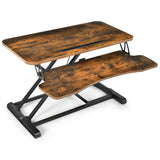 NNECW Height Adjustable Stand Up Desk Riser with Large Keyboard Tray and Tablet Holder