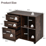 NNECW 3-Drawer Mobile File Cabinet with Adjustable Shelf for Home & Office