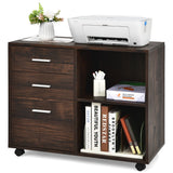 NNECW 3-Drawer Mobile File Cabinet with Adjustable Shelf for Home & Office