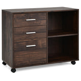 NNECW 3-Drawer Mobile File Cabinet with Adjustable Shelf for Home & Office