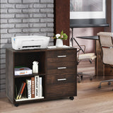 NNECW 3-Drawer Mobile File Cabinet with Adjustable Shelf for Home & Office