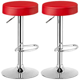 NNECW Height Adjustable Swivel Stool with PU Leather for Home Red 2 Pieces