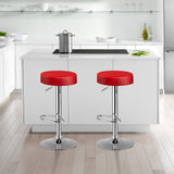 NNECW Height Adjustable Swivel Stool with PU Leather for Home Red 2 Pieces