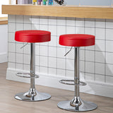 NNECW Height Adjustable Swivel Stool with PU Leather for Home Red 2 Pieces