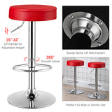 NNECW Height Adjustable Swivel Stool with PU Leather for Home Red 2 Pieces