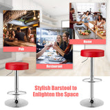 NNECW Height Adjustable Swivel Stool with PU Leather for Home Red 2 Pieces
