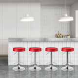 NNECW Height Adjustable Swivel Stool with PU Leather for Home Red 2 Pieces
