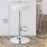 NNECW Height Adjustable Swivel Stool with PU Leather for Home White 2 Pieces