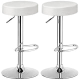 NNECW Height Adjustable Swivel Stool with PU Leather for Home White 2 Pieces