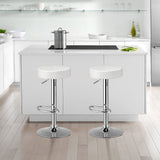 NNECW Height Adjustable Swivel Stool with PU Leather for Home White 2 Pieces