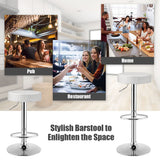 NNECW Height Adjustable Swivel Stool with PU Leather for Home White 2 Pieces