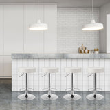 NNECW Height Adjustable Swivel Stool with PU Leather for Home White 2 Pieces