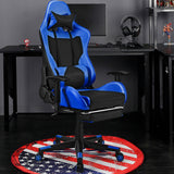 NNECW Adjustable Gaming Chair with Health Massager Lumbar Support-Blue
