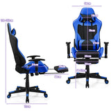NNECW Adjustable Gaming Chair with Health Massager Lumbar Support-Blue