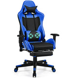 NNECW Adjustable Gaming Chair with Health Massager Lumbar Support-Blue