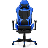NNECW Adjustable Gaming Chair with Health Massager Lumbar Support-Blue
