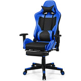 NNECW Adjustable Gaming Chair with Health Massager Lumbar Support-Blue