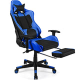 NNECW Adjustable Gaming Chair with Health Massager Lumbar Support-Blue