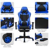 NNECW Adjustable Gaming Chair with Health Massager Lumbar Support-Blue