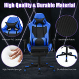 NNECW Adjustable Gaming Chair with Health Massager Lumbar Support-Blue